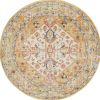 4' Yellow And Ivory Medallion Round Rug