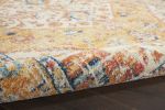 5' Yellow And Ivory Floral Medallion Round Rug