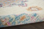 8' Gray And Ivory Medallion Distressed Runner Rug