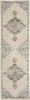 8' Gray And Ivory Medallion Distressed Runner Rug