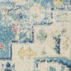 6' Ivory And Blue Oriental Distressed Runner Rug