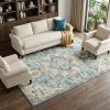 7' X 10' Ivory And Turquoise Oriental Distressed Area Rug