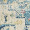 7' X 10' Ivory And Turquoise Oriental Distressed Area Rug