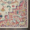 8' Pink And Ivory Southwestern Distressed Runner Rug