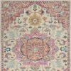 5' X 7' Pink And Ivory Southwestern Distressed Area Rug