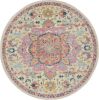 5' Pink And Ivory Southwestern Distressed Round Rug