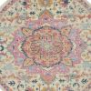 5' Pink And Ivory Southwestern Distressed Round Rug