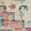 7' X 10' Pink And Ivory Southwestern Distressed Area Rug