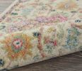 8' Pink And Ivory Southwestern Distressed Round Rug