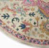 8' Pink And Ivory Southwestern Distressed Round Rug