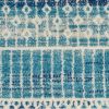 2' X 3' Blue And Ivory Striped Area Rug