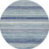 5' Navy Blue And Ivory Southwestern Round Rug