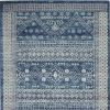 5' X 7' Navy Blue And Ivory Tribal Area Rug
