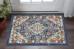 2' X 3' Blue And Ivory Medallion Area Rug
