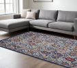 8' X 10' Blue And Ivory Oriental Area Rug