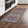8' Blue And Ivory Medallion Distressed Runner Rug