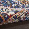 8' Blue And Ivory Medallion Distressed Runner Rug