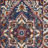 8' Blue And Ivory Medallion Distressed Runner Rug