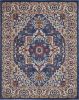 8' X 10' Blue And Ivory Medallion Distressed Area Rug