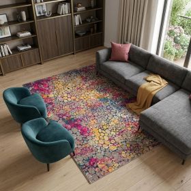 8' X 10' Yellow And Gray Abstract Area Rug
