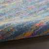 6' Blue And Orange Abstract Distressed Runner Rug