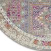 8' Gray And Ivory Abstract Distressed Round Rug