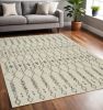 5' X 7' Gray And Ivory Geometric Distressed Area Rug