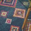 5' X 7' Navy Blue Yellow And Pink Southwestern Distressed Area Rug