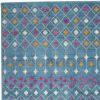 5' X 7' Blue And Orange Geometric Area Rug