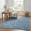 5' X 7' Blue And Orange Geometric Area Rug