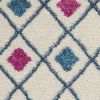5' X 7' Ivory And Blue Geometric Area Rug