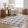 5' X 7' Ivory And Blue Geometric Area Rug