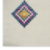 5' X 7' Blue Ivory And Pink Geometric Area Rug