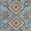 8' Blue And Orange Geometric Runner Rug