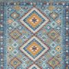 4' X 6' Blue And Orange Geometric Area Rug