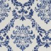 4' X 6' Ivory And Blue Damask Distressed Area Rug
