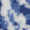 5' X 7' Ivory And Blue Damask Distressed Area Rug