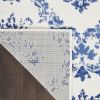 6' X 9' Ivory And Blue Damask Distressed Area Rug