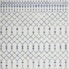 6' X 9' Ivory And Blue Geometric Area Rug