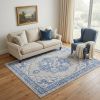 5' X 7' Blue And Gray Medallion Area Rug