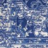 6' X 9' Navy Blue And Ivory Floral Area Rug
