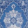 6' X 9' Navy Blue And Ivory Floral Area Rug
