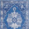6' X 9' Navy Blue And Ivory Floral Area Rug