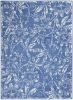 6' X 9' Blue And Ivory Floral Distressed Area Rug