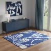 4' X 6' Navy Blue And Ivory Floral Distressed Area Rug