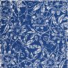 5' X 7' Ivory And Blue Floral Vines Distressed Area Rug