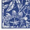 6' X 9' Ivory And Blue Floral Vines Distressed Area Rug