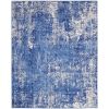 4' X 6' Blue And Ivory Abstract Distressed Area Rug