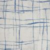4' X 6' Ivory And Blue Geometric Distressed Area Rug