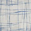 5' X 7' Ivory And Blue Geometric Distressed Area Rug